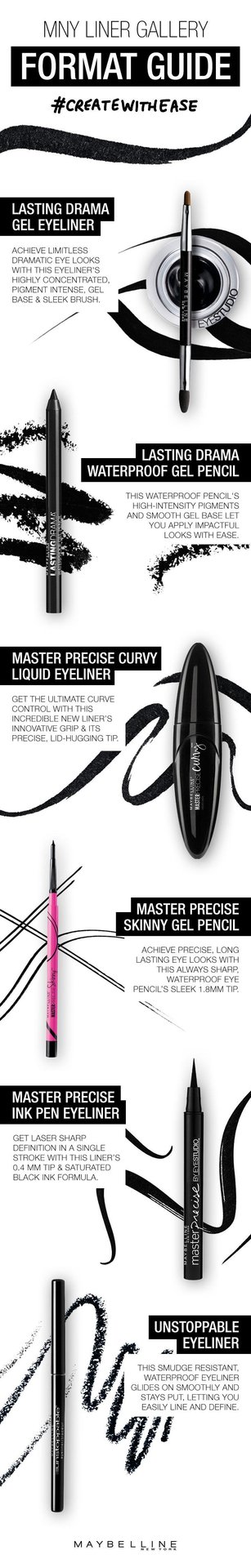 Maybelline Galerie eyeliner guide des formats 